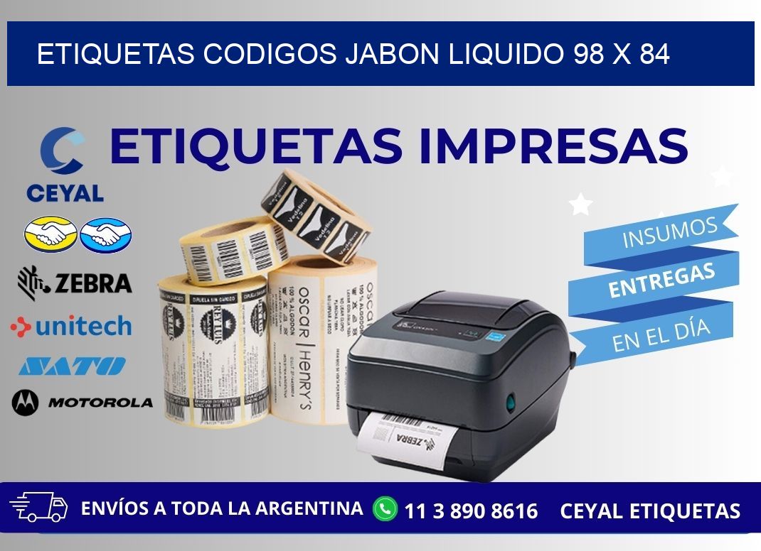 ETIQUETAS CODIGOS JABON LIQUIDO 98 x 84