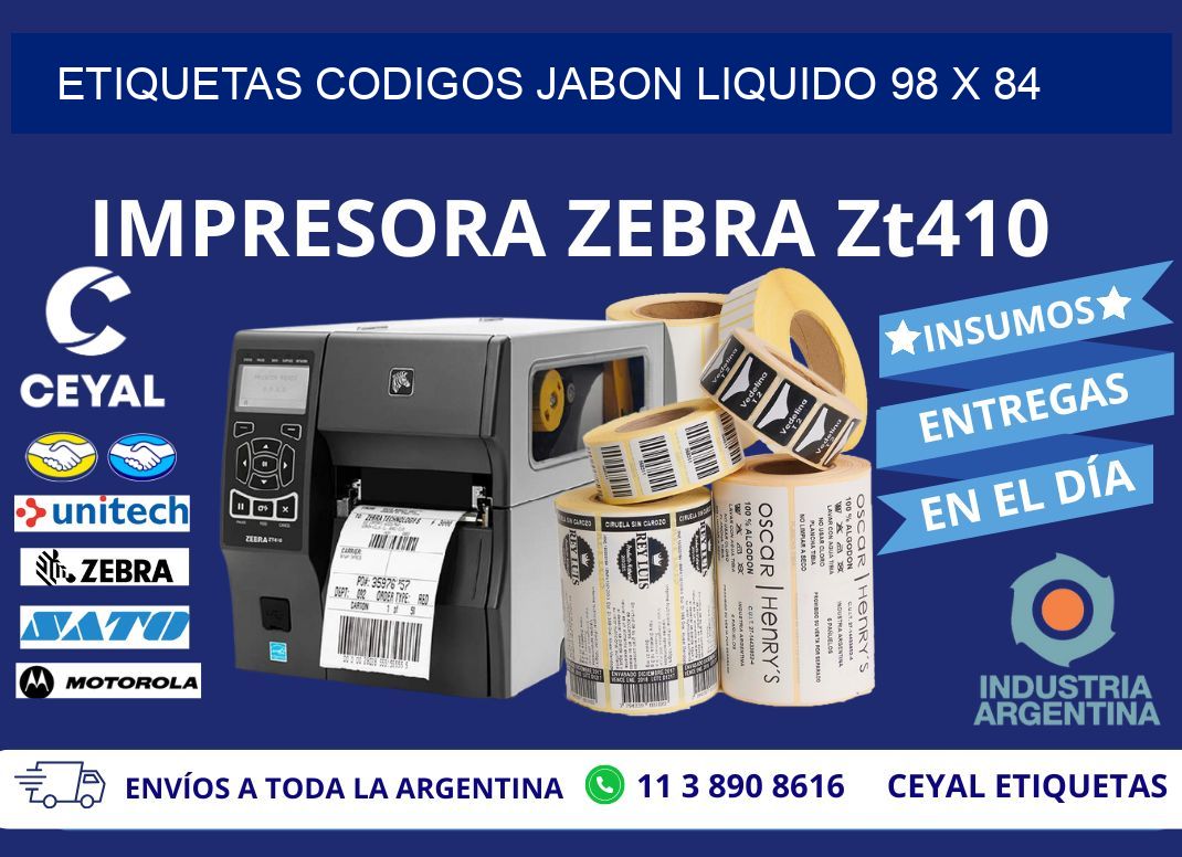 ETIQUETAS CODIGOS JABON LIQUIDO 98 x 84