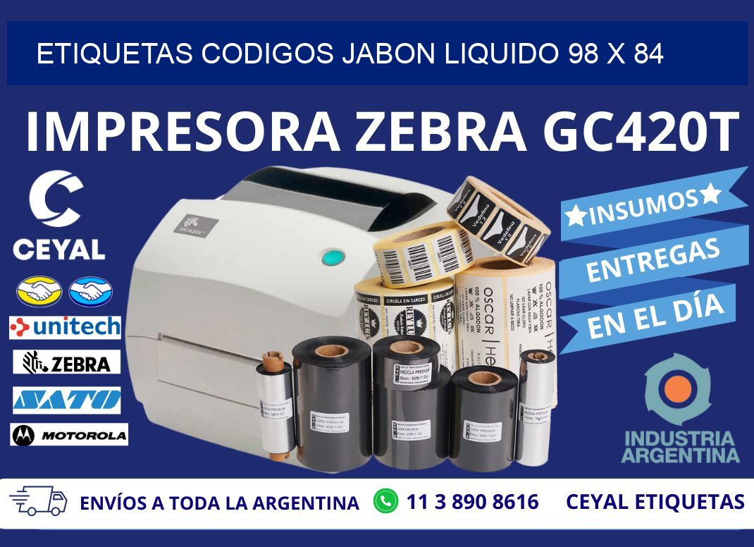 ETIQUETAS CODIGOS JABON LIQUIDO 98 x 84