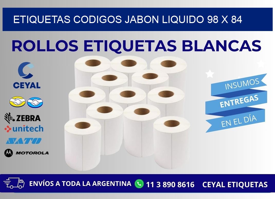 ETIQUETAS CODIGOS JABON LIQUIDO 98 x 84