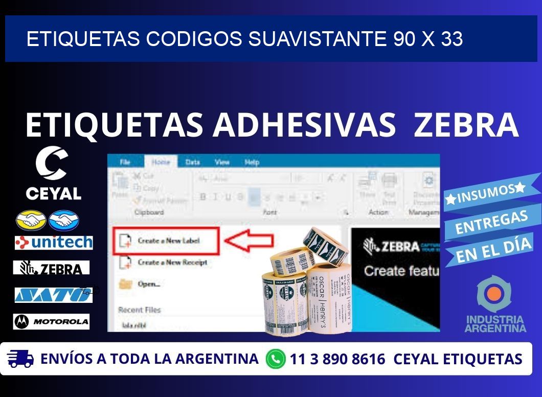 ETIQUETAS CODIGOS SUAVISTANTE 90 x 33