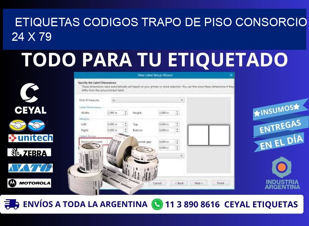 ETIQUETAS CODIGOS TRAPO DE PISO CONSORCIO 24 x 79