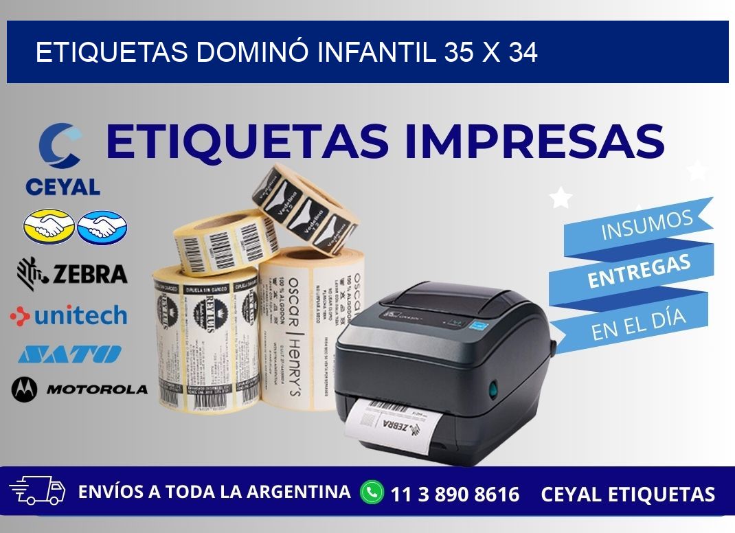 ETIQUETAS DOMINÓ INFANTIL 35 x 34
