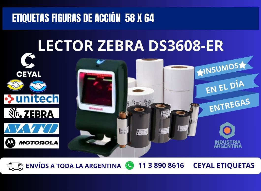 ETIQUETAS FIGURAS DE ACCIÓN  58 x 64