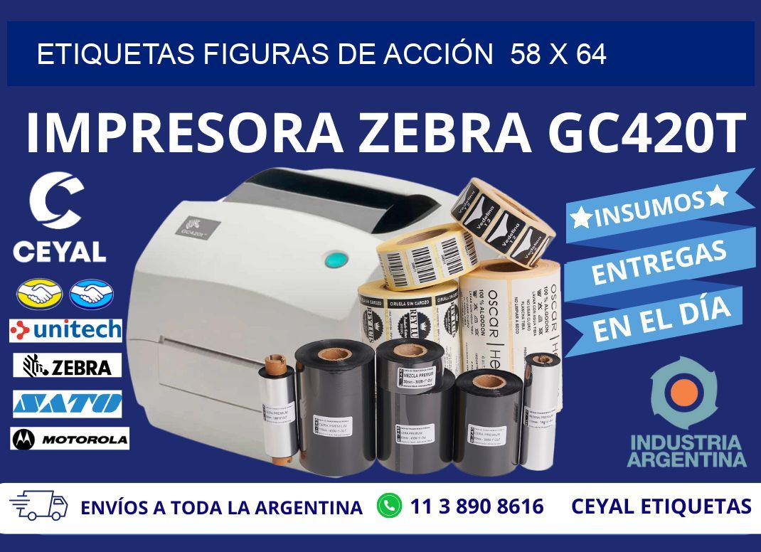 ETIQUETAS FIGURAS DE ACCIÓN  58 x 64