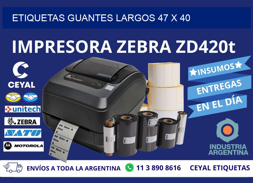 ETIQUETAS GUANTES LARGOS 47 x 40