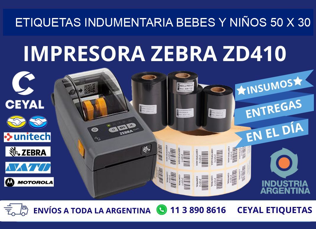ETIQUETAS INDUMENTARIA BEBES Y NIÑOS 50 x 30