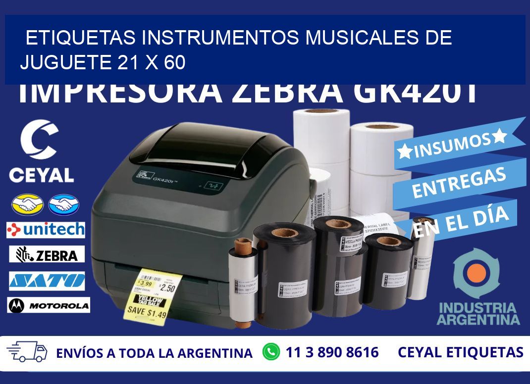 ETIQUETAS INSTRUMENTOS MUSICALES DE JUGUETE 21 x 60