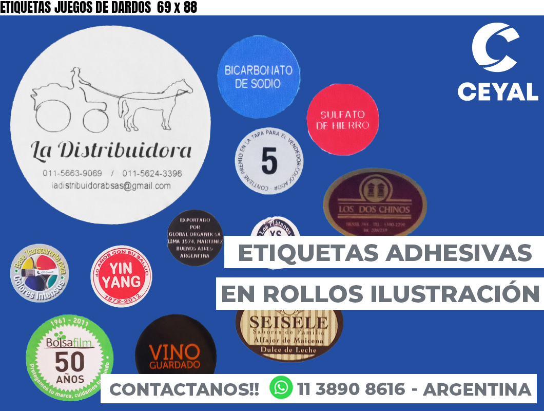 ETIQUETAS JUEGOS DE DARDOS  69 x 88