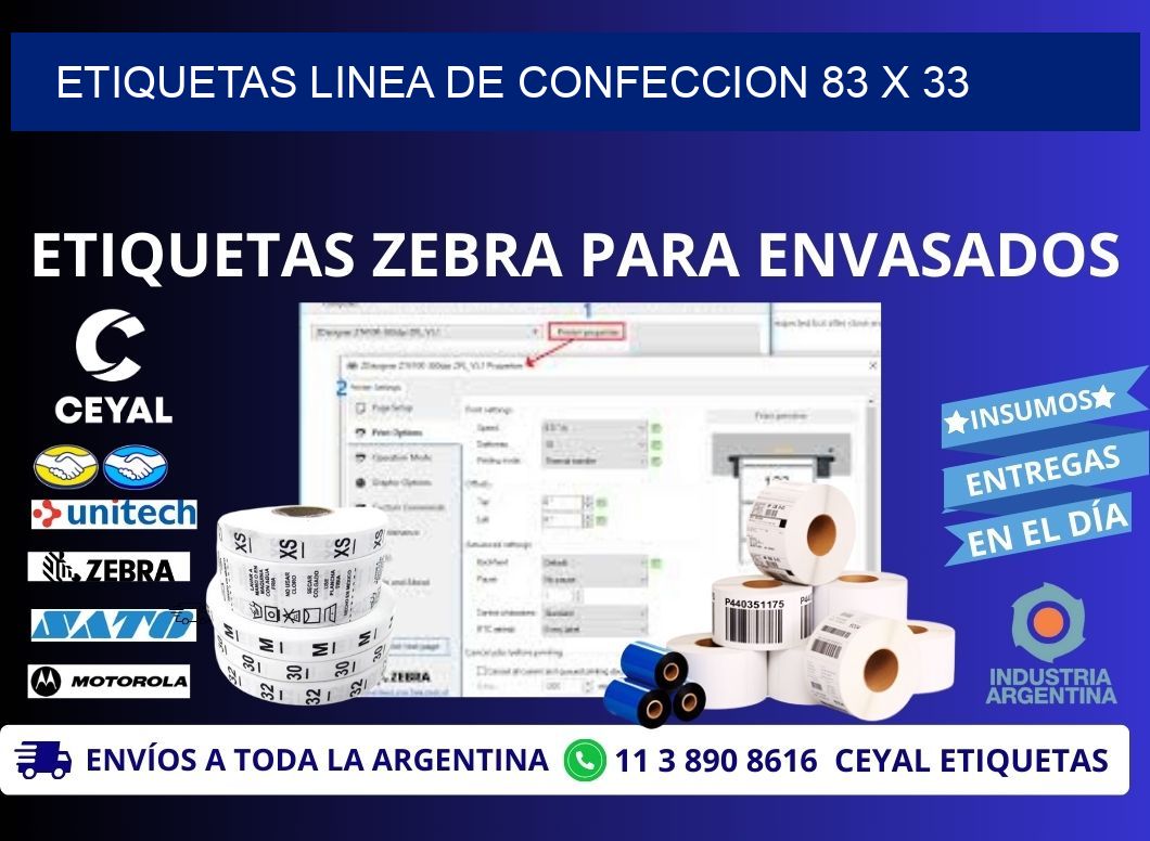 ETIQUETAS LINEA DE CONFECCION 83 x 33