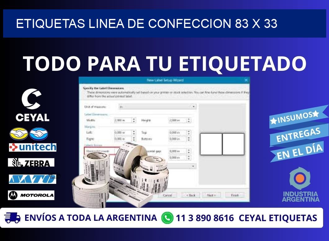 ETIQUETAS LINEA DE CONFECCION 83 x 33
