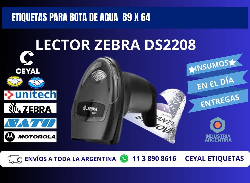 ETIQUETAS PARA BOTA DE AGUA  89 x 64