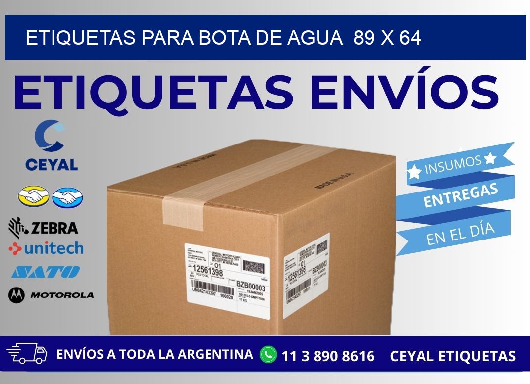 ETIQUETAS PARA BOTA DE AGUA  89 x 64