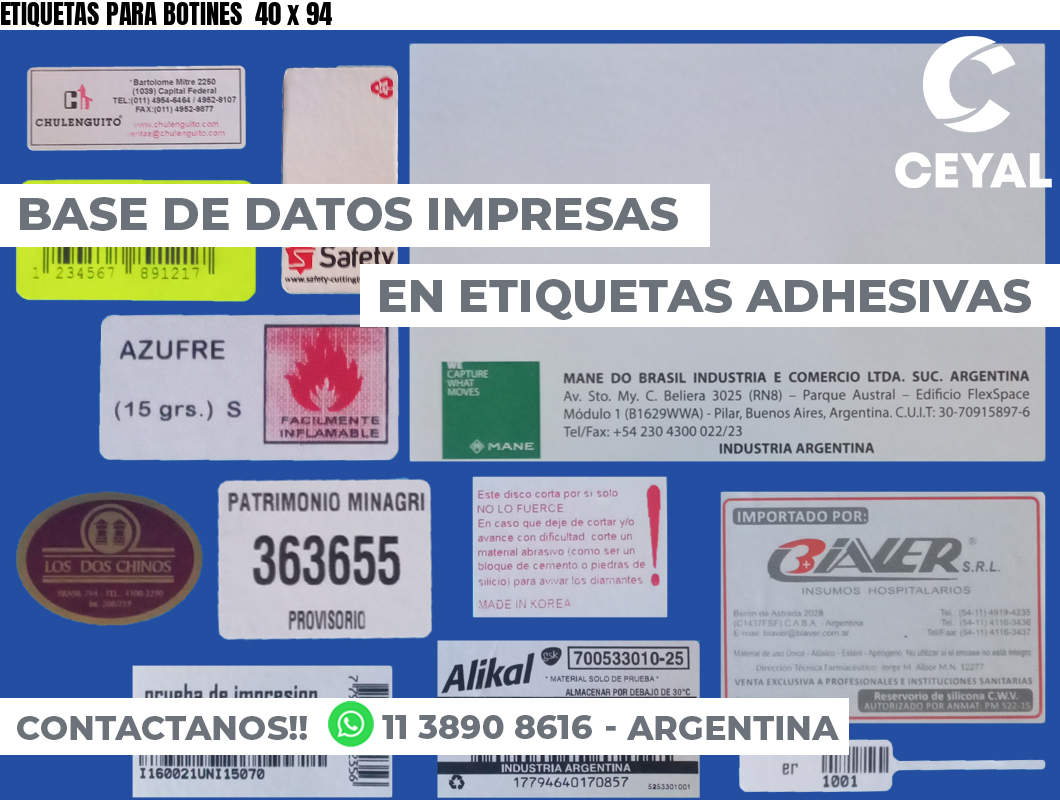 ETIQUETAS PARA BOTINES  40 x 94