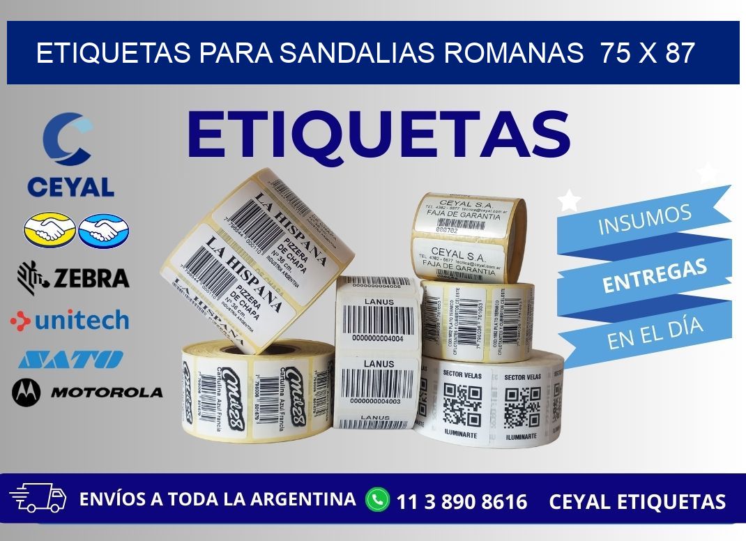 ETIQUETAS PARA SANDALIAS ROMANAS  75 x 87