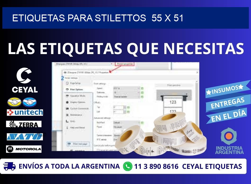 ETIQUETAS PARA STILETTOS  55 x 51