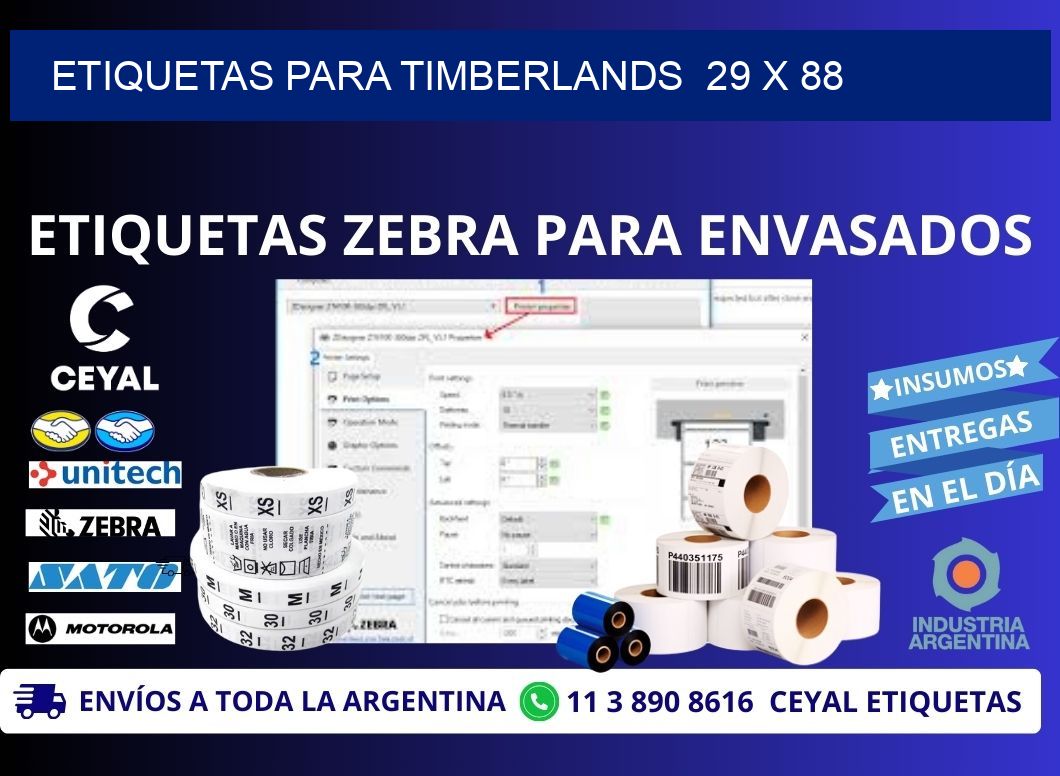 ETIQUETAS PARA TIMBERLANDS  29 x 88