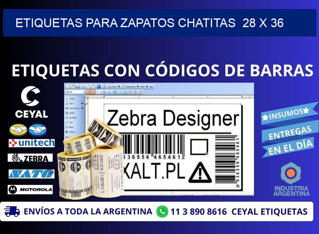 ETIQUETAS PARA ZAPATOS CHATITAS  28 x 36
