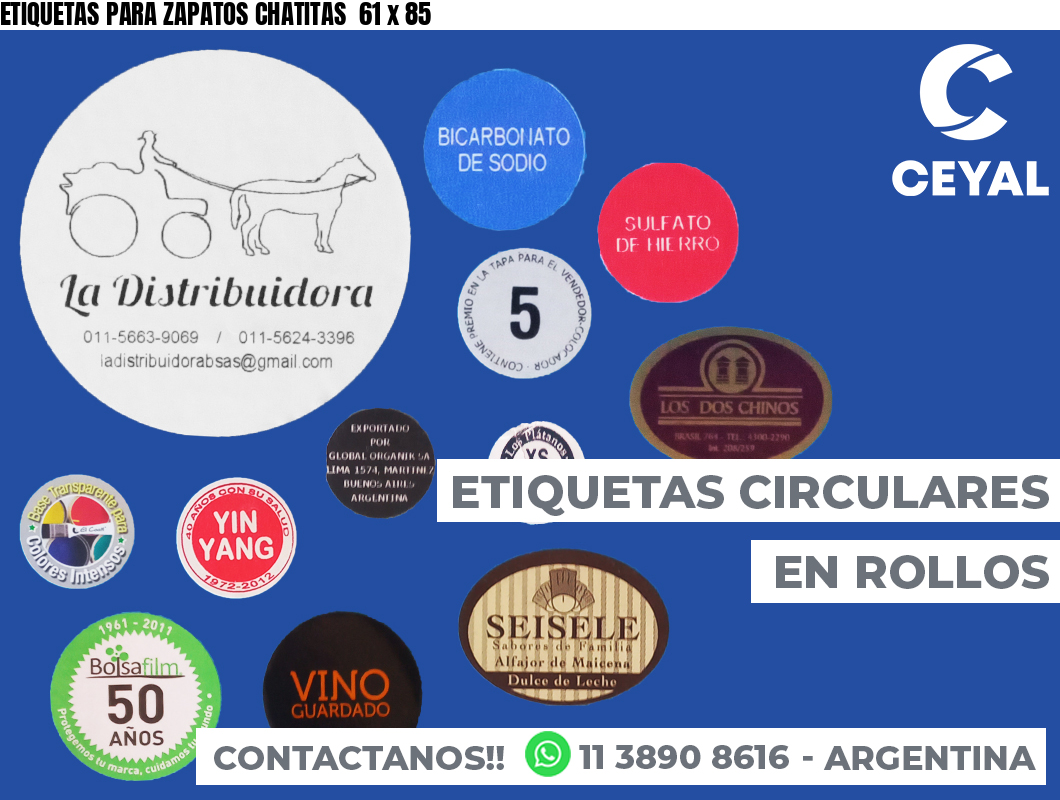 ETIQUETAS PARA ZAPATOS CHATITAS  61 x 85
