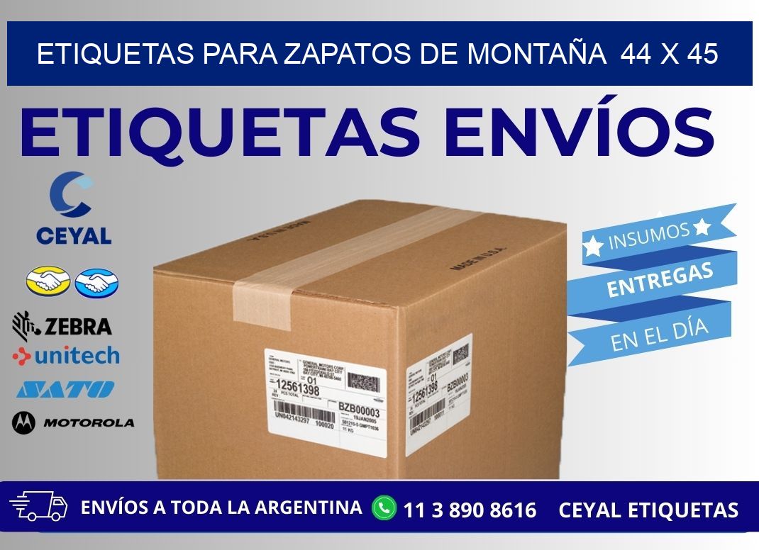 ETIQUETAS PARA ZAPATOS DE MONTAÑA  44 x 45