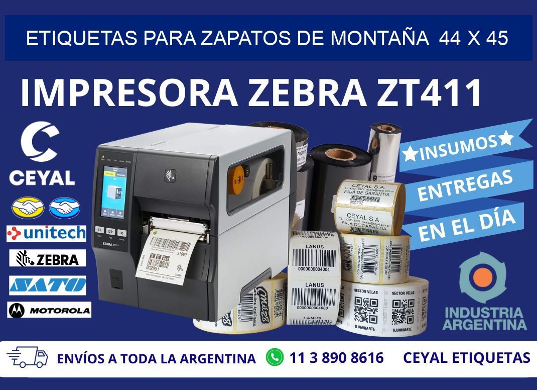 ETIQUETAS PARA ZAPATOS DE MONTAÑA  44 x 45