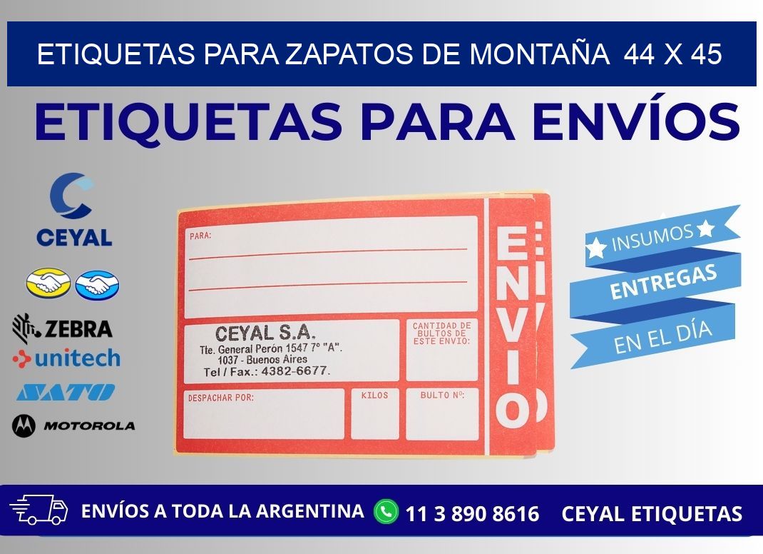 ETIQUETAS PARA ZAPATOS DE MONTAÑA  44 x 45