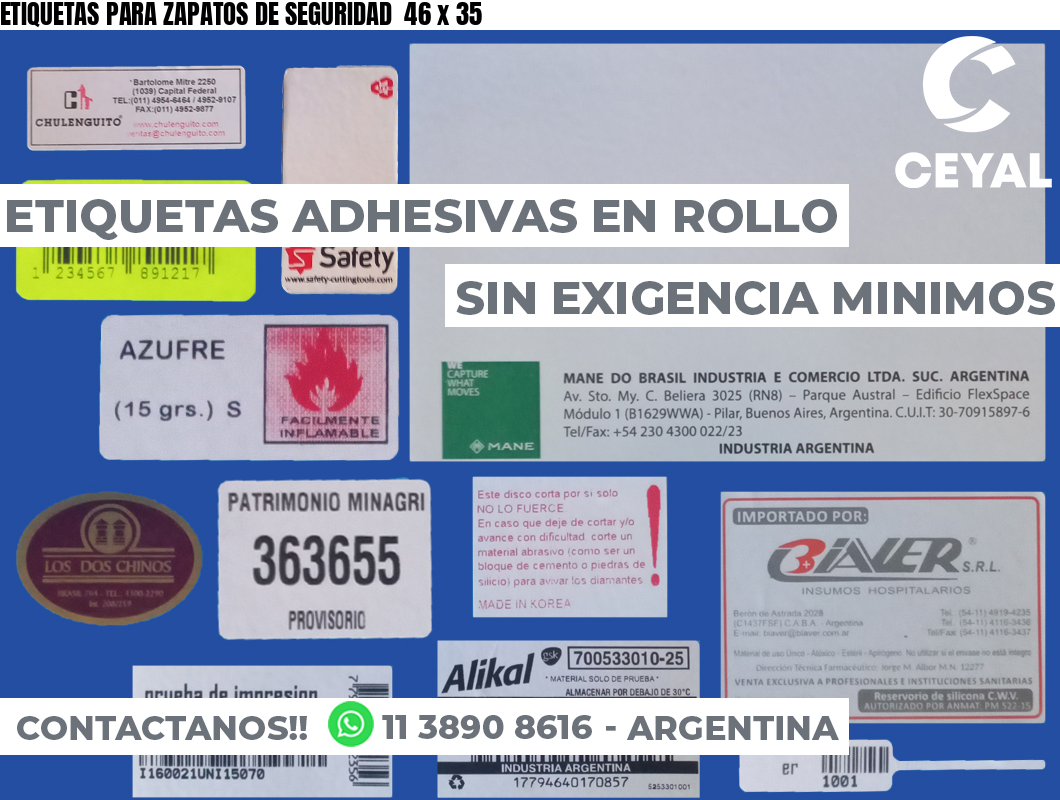 ETIQUETAS PARA ZAPATOS DE SEGURIDAD  46 x 35