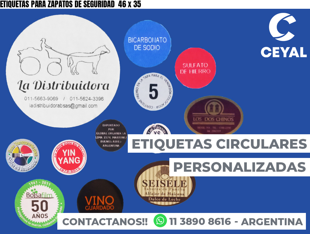 ETIQUETAS PARA ZAPATOS DE SEGURIDAD  46 x 35
