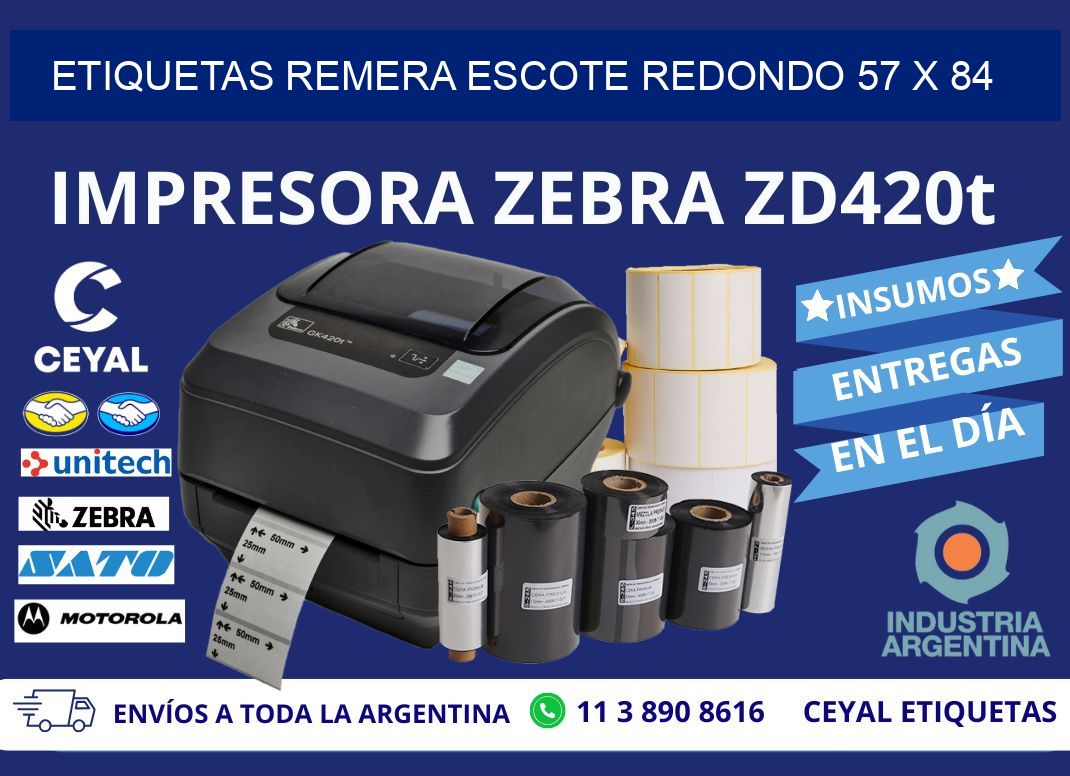 ETIQUETAS REMERA ESCOTE REDONDO 57 x 84