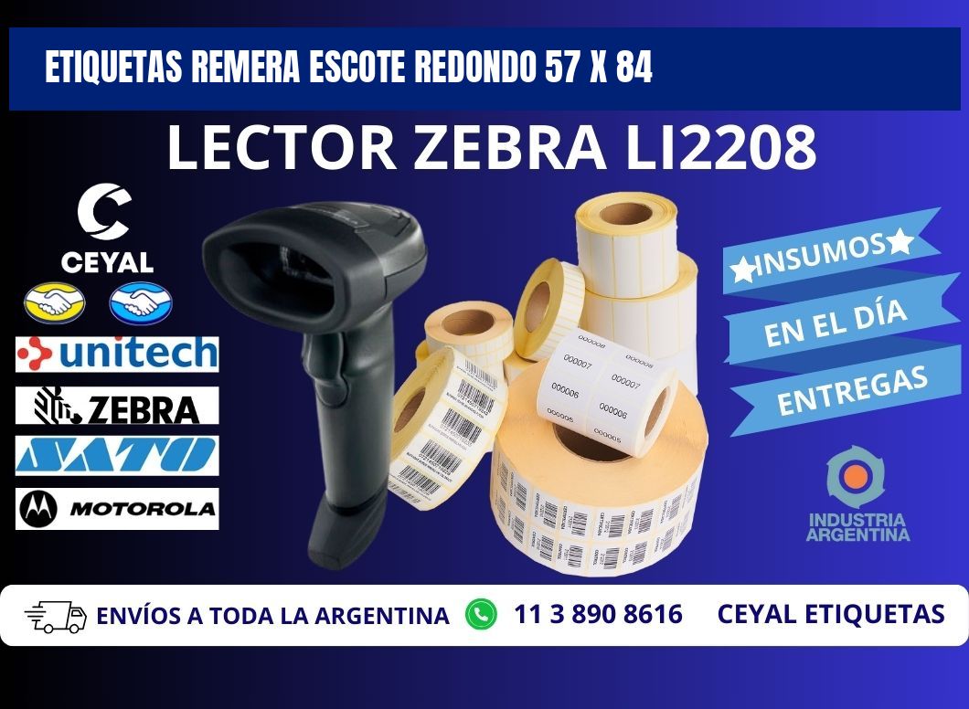 ETIQUETAS REMERA ESCOTE REDONDO 57 x 84