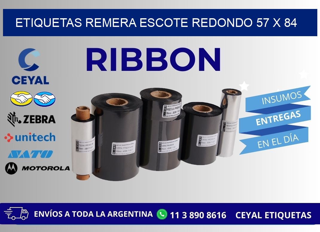 ETIQUETAS REMERA ESCOTE REDONDO 57 x 84