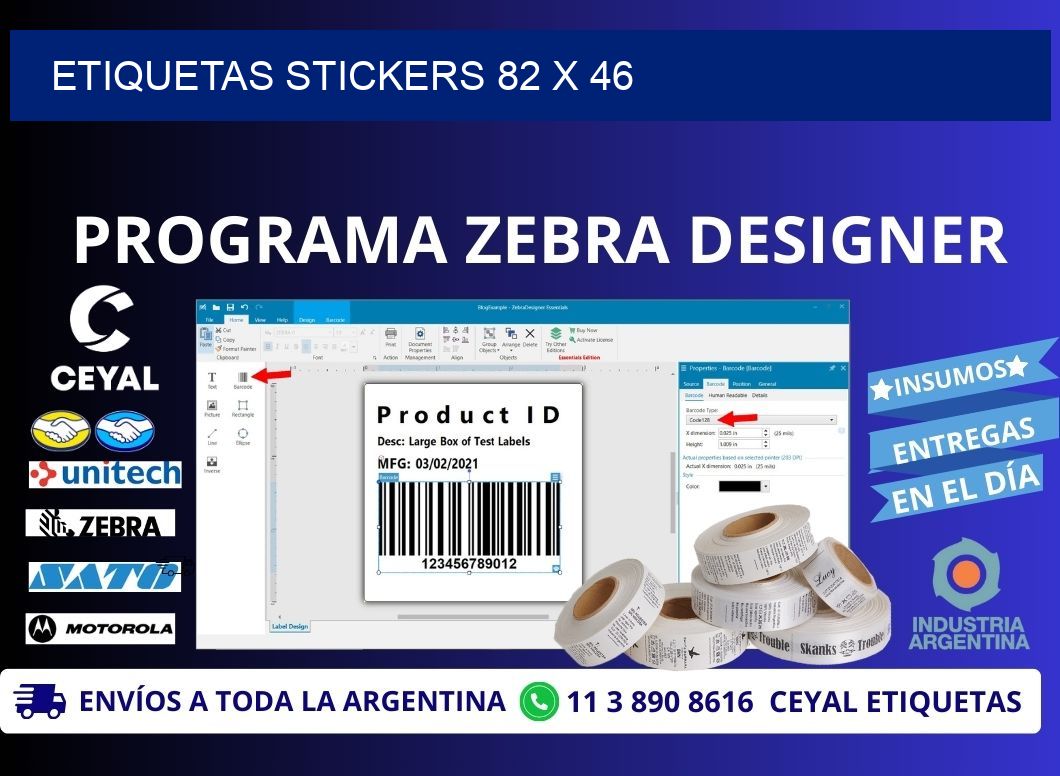 ETIQUETAS STICKERS 82 x 46