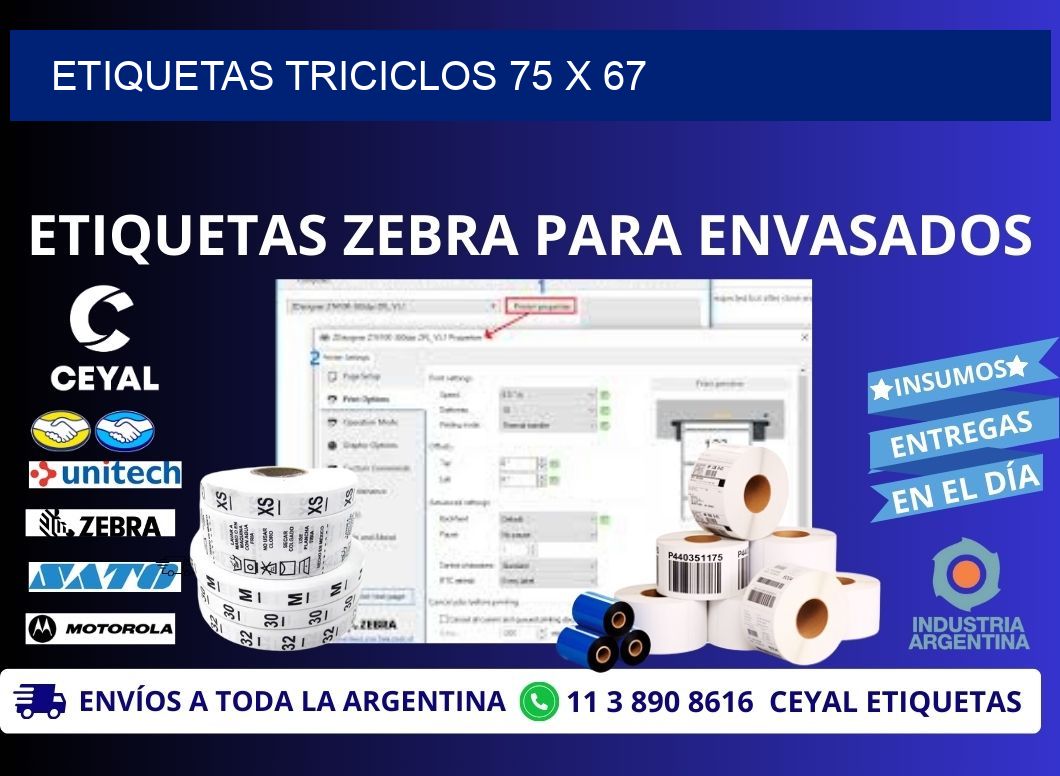 ETIQUETAS TRICICLOS 75 x 67