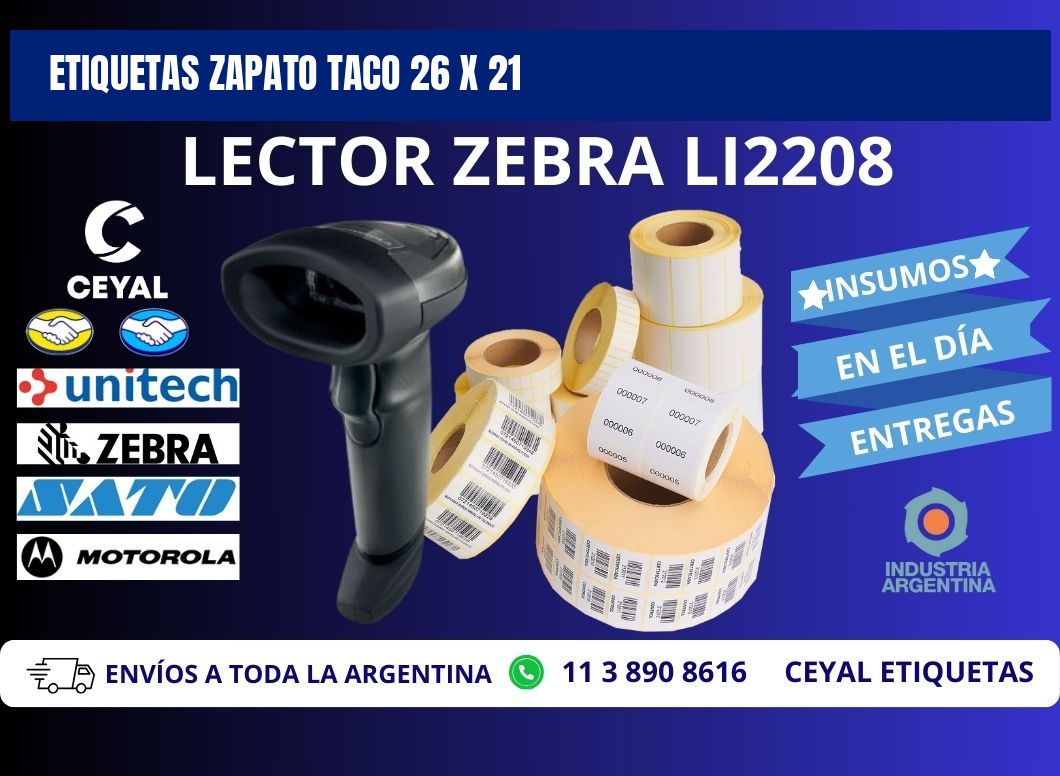 ETIQUETAS ZAPATO TACO 26 x 21