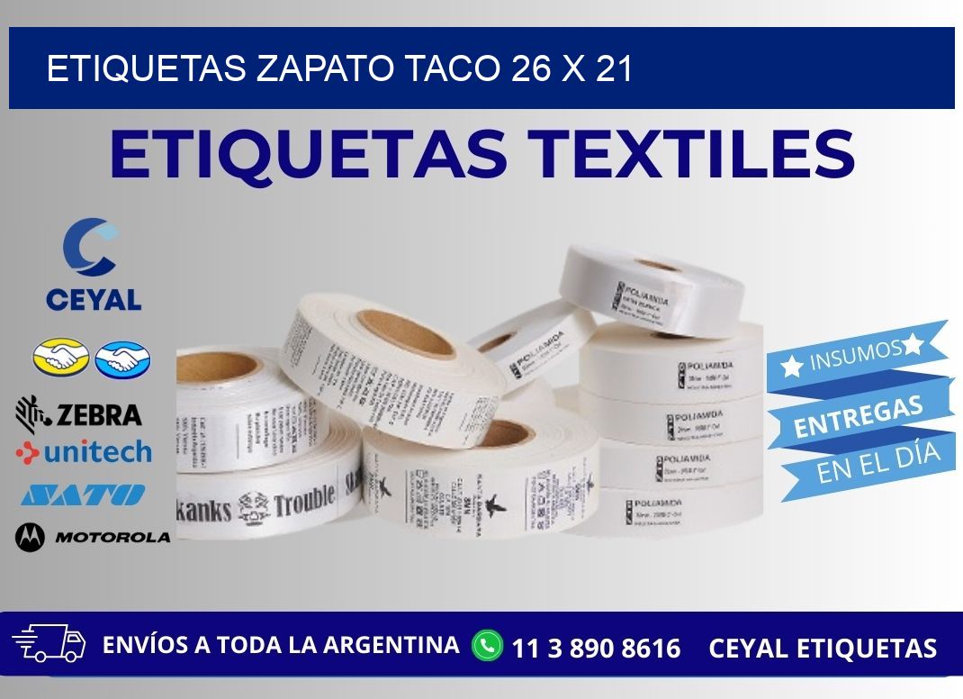 ETIQUETAS ZAPATO TACO 26 x 21