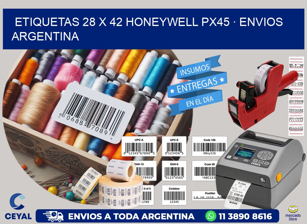 ETIQUETAS 28 x 42 HONEYWELL PX45 · ENVIOS ARGENTINA