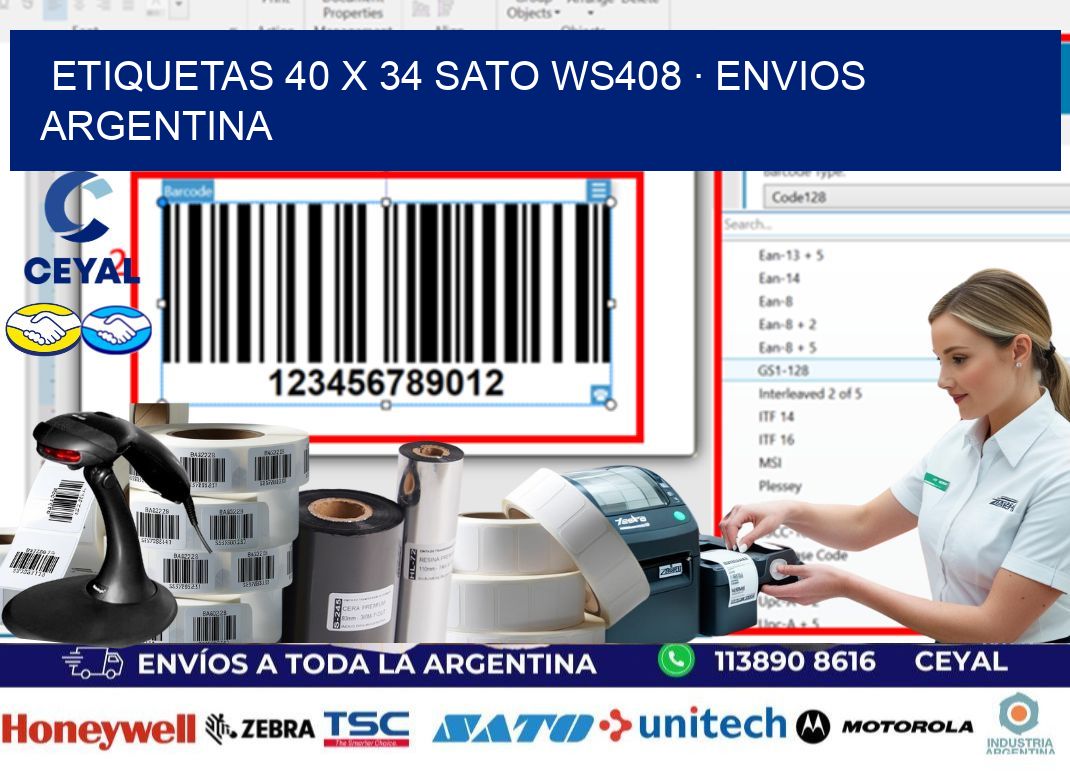 ETIQUETAS 40 x 34 SATO WS408 · ENVIOS ARGENTINA