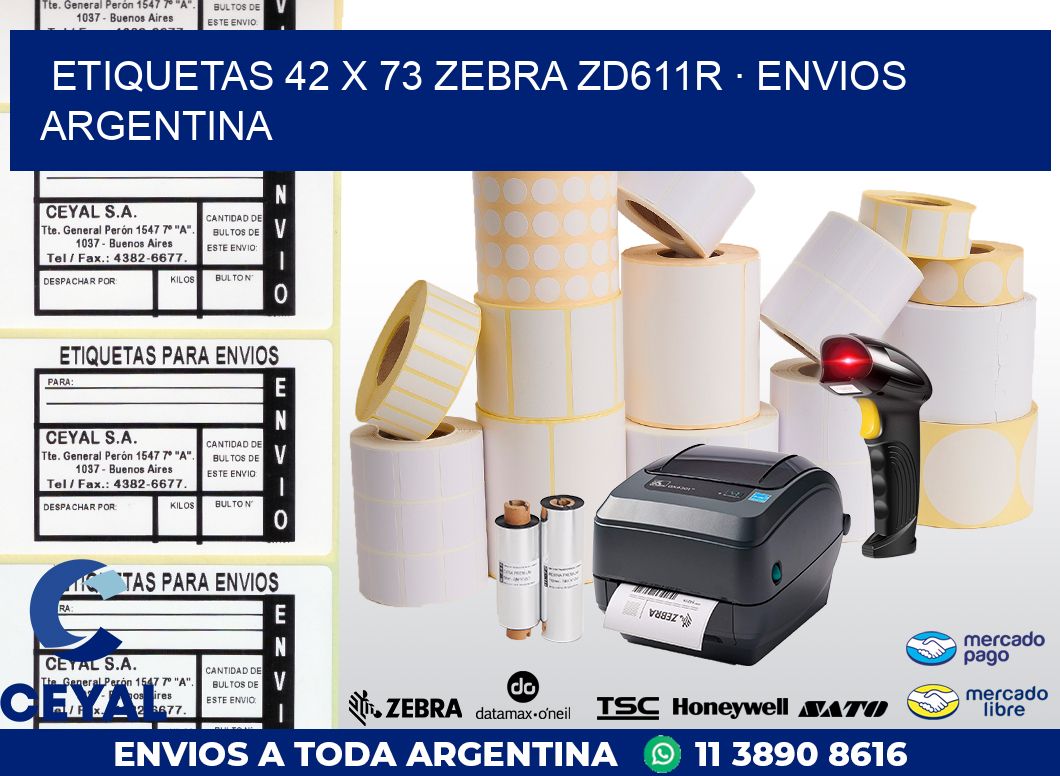 ETIQUETAS 42 x 73 ZEBRA ZD611R · ENVIOS ARGENTINA