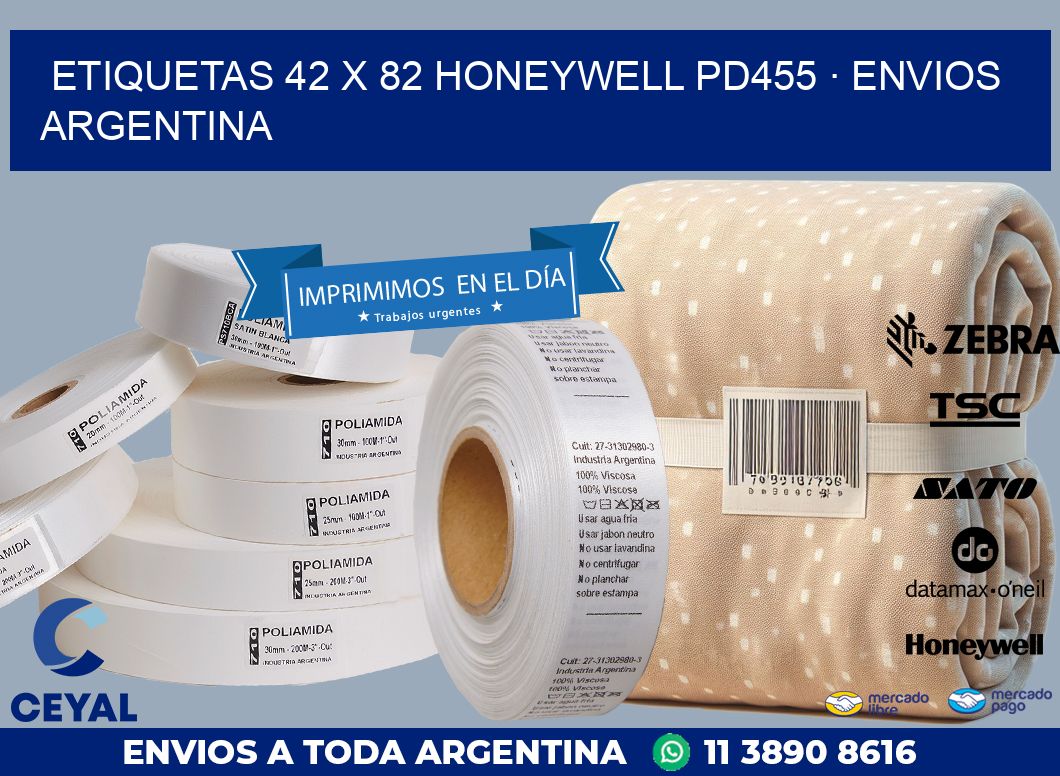 ETIQUETAS 42 x 82 HONEYWELL PD455 · ENVIOS ARGENTINA