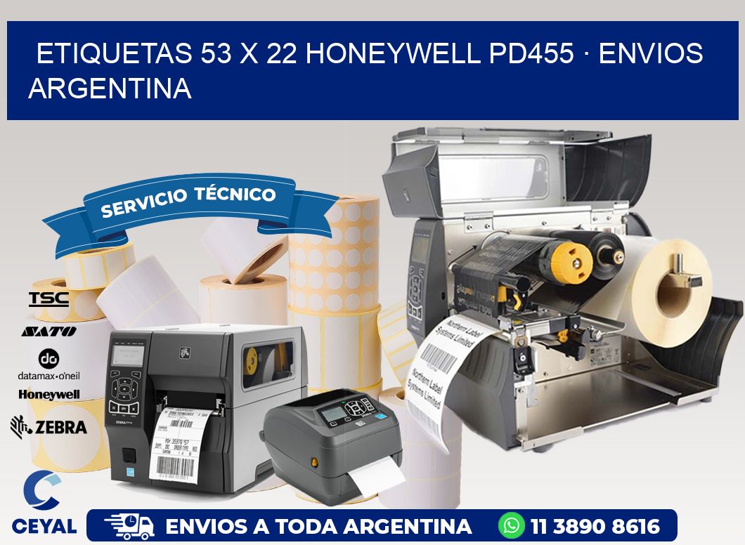 ETIQUETAS 53 x 22 HONEYWELL PD455 · ENVIOS ARGENTINA