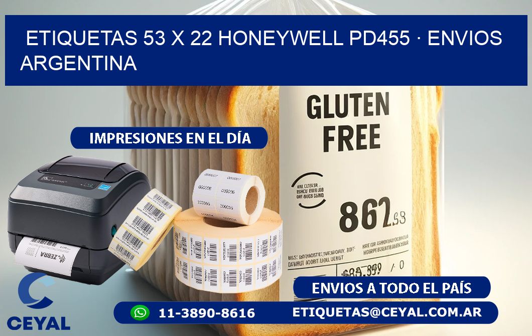 ETIQUETAS 53 x 22 HONEYWELL PD455 · ENVIOS ARGENTINA