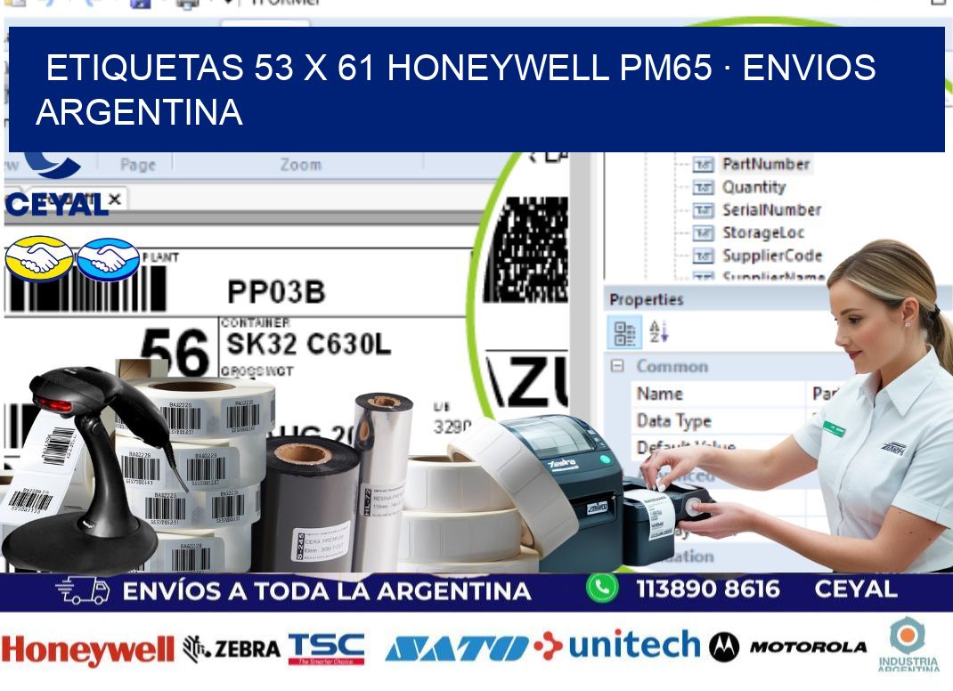 ETIQUETAS 53 x 61 HONEYWELL PM65 · ENVIOS ARGENTINA