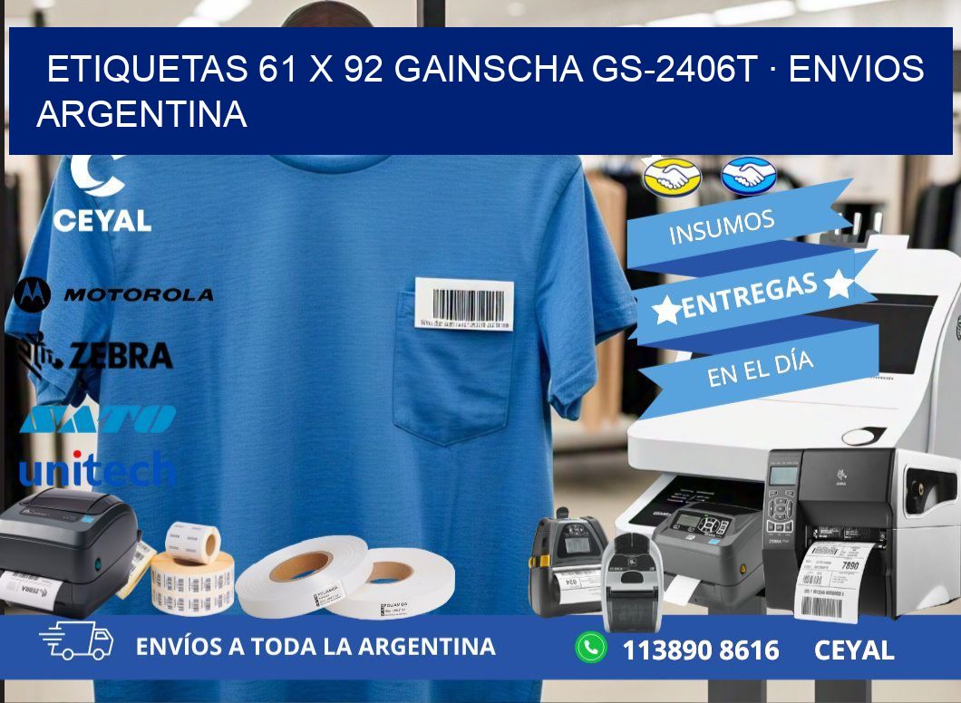 ETIQUETAS 61 x 92 GAINSCHA GS-2406T · ENVIOS ARGENTINA