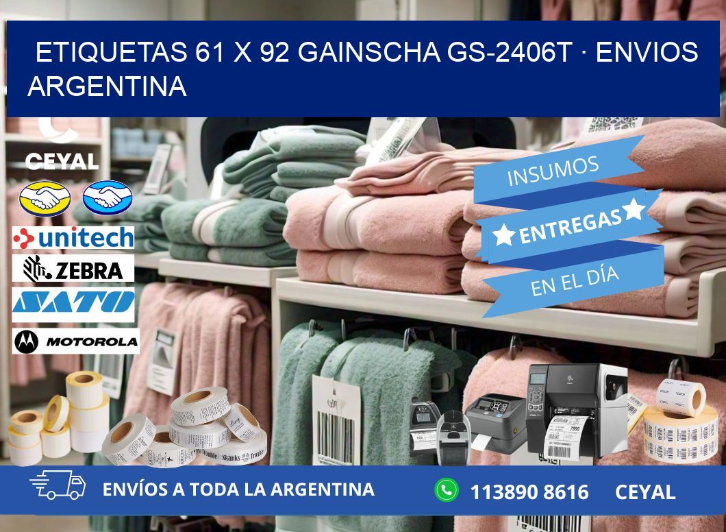 ETIQUETAS 61 x 92 GAINSCHA GS-2406T · ENVIOS ARGENTINA