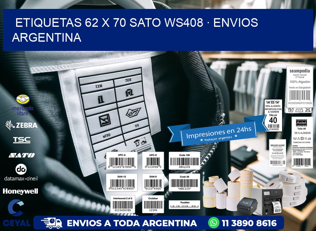 ETIQUETAS 62 x 70 SATO WS408 · ENVIOS ARGENTINA