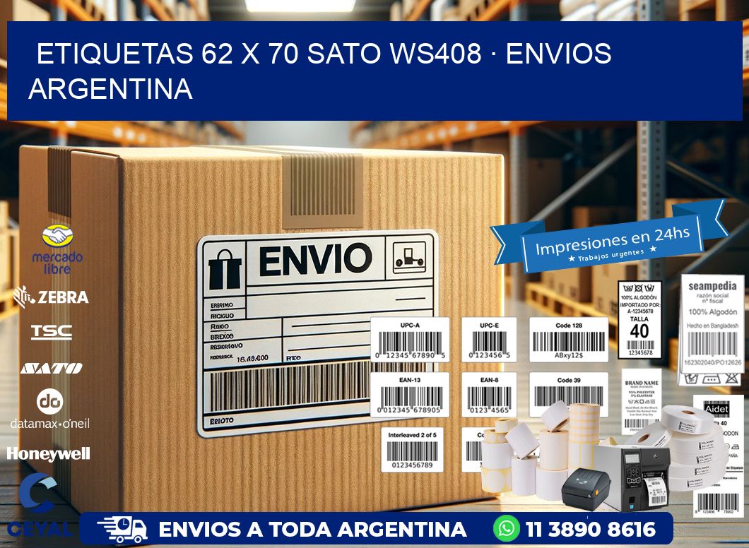ETIQUETAS 62 x 70 SATO WS408 · ENVIOS ARGENTINA