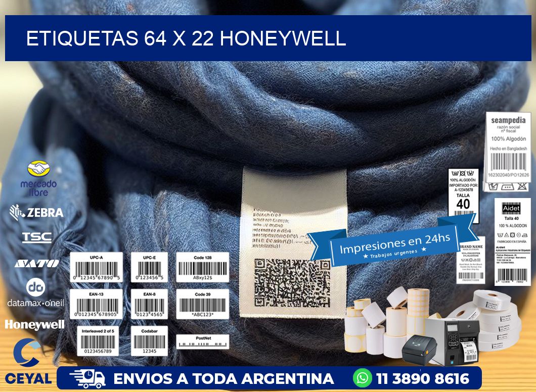 ETIQUETAS 64 x 22 HONEYWELL