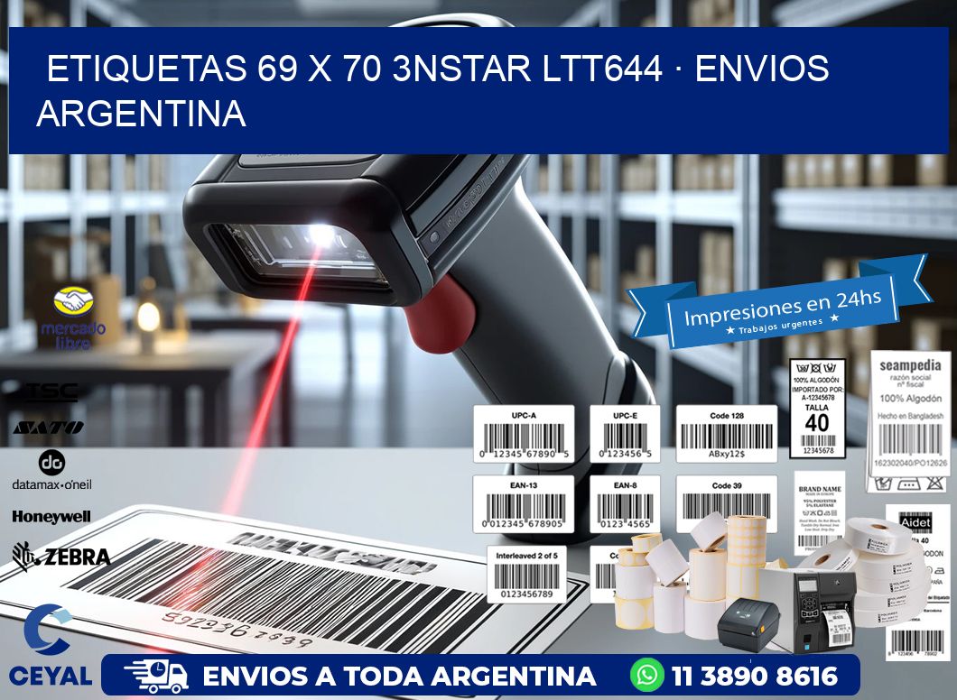 ETIQUETAS 69 x 70 3NSTAR LTT644 · ENVIOS ARGENTINA