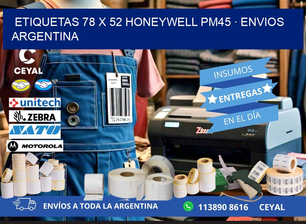ETIQUETAS 78 x 52 HONEYWELL PM45 · ENVIOS ARGENTINA
