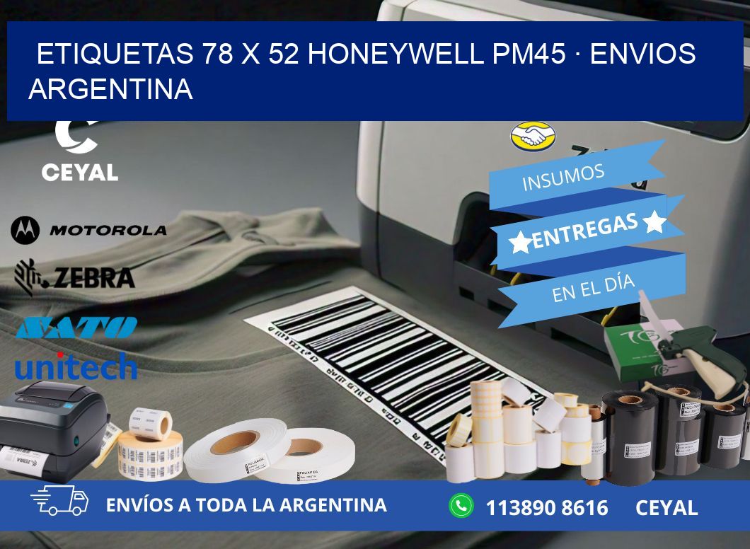 ETIQUETAS 78 x 52 HONEYWELL PM45 · ENVIOS ARGENTINA